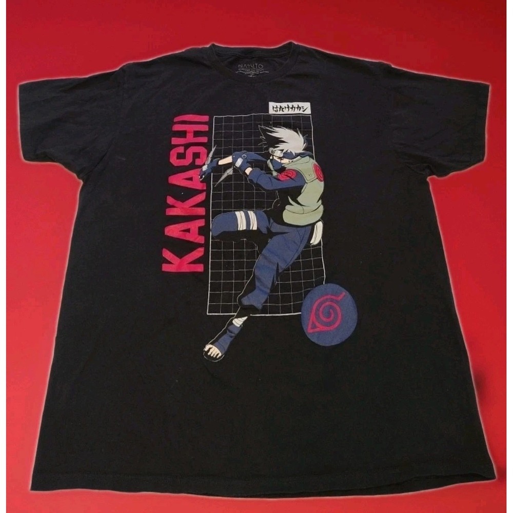 Naruto Shippuden Collection Kakashi Black Graphic T-Shirt‎ Men's XL